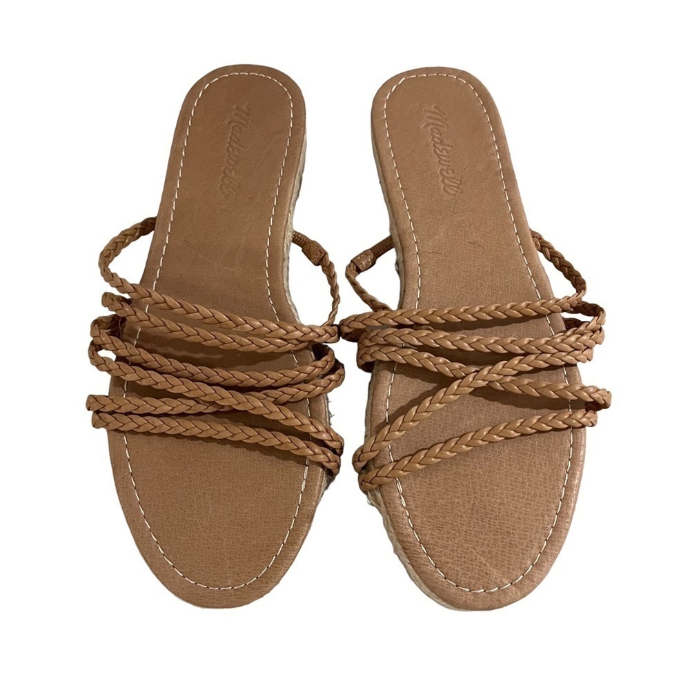 Madewell Bobbi Crisscross Slide Espadrille Braided Sandal Tan Size 8 - Picture 7 of 11